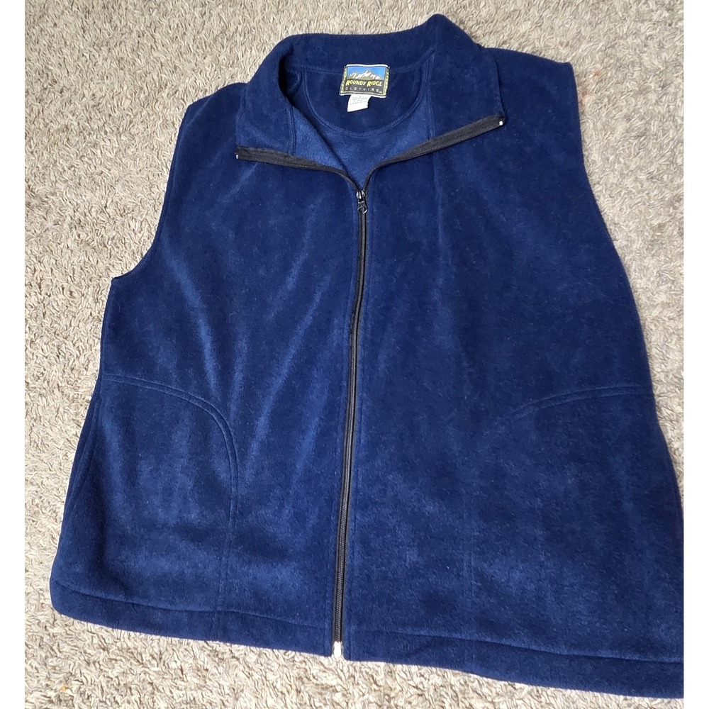 Roundy Ridge Fleece Vest Mens Large Navy Blue Full Zip Outdoor Gorpcore Warm L